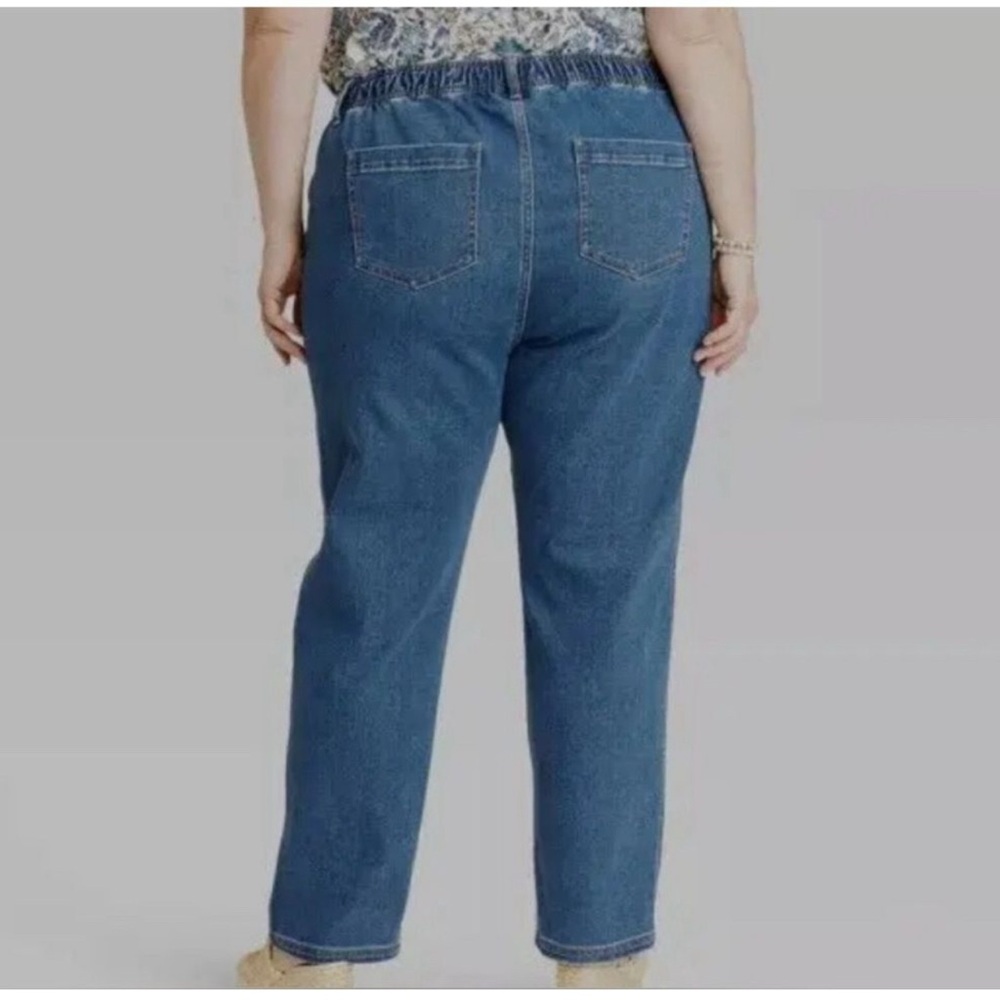 Knox Rose Women’s high rise straight leg jeans pull on elastic waist 39/XXL NWT - Picture 2 of 6
